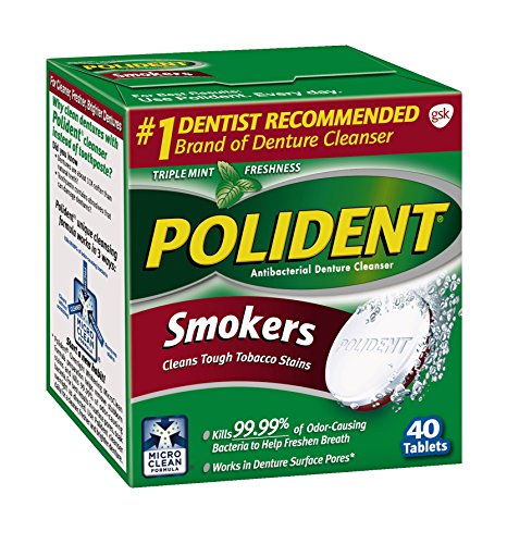 Polident Smokers Antibacterial Denture Cleanser Efervescente Tabletas, 120 unidades