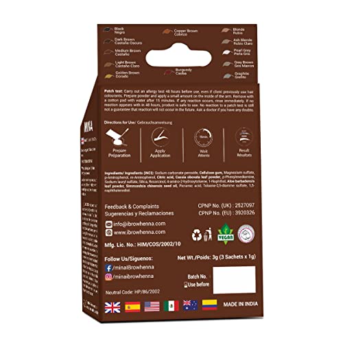 MINA Eyebrow Henna for Eyebrow Color and Tinting kit- Medium Brown