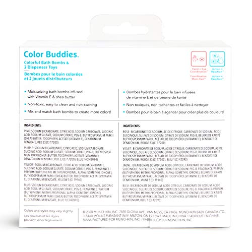 Munchkin® Color Buddies™ - Tabletas hidratantes para baño y 2 dispensadores de juguetes, 20 tabletas