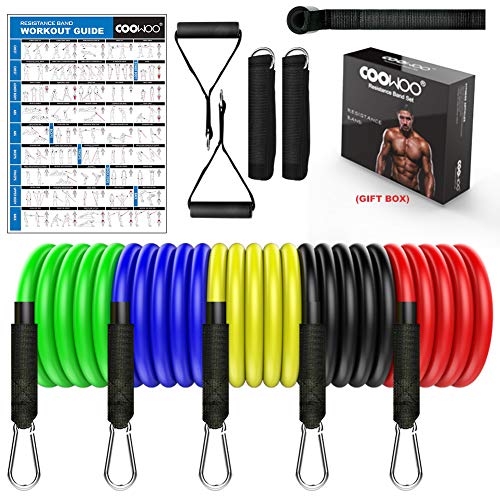 COOWOO 2020 - Juego de bandas de resistencia, bandas de ejercicio, correas de tobillo para piernas, gimnasio perfecto para brazos, piernas y entrenamiento de cuerpo completo, bolsa de transporte incluida