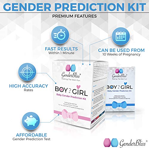 GenderBliss® - Kit de prueba de predicción de género - Prueba para niños o niñas, prueba de género en el hogar, no invasiva, segura para madre y bebé. Descubre el género de tu bebé tan pronto como 10 semanas