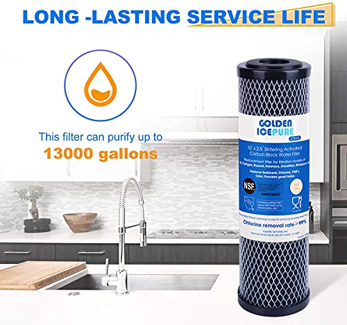 Filtro de agua de carbón activado por sinterización para toda la casa Gold Icepure, 10 pulgadas, compatible con Dupont WFPFC8002, WFPFC9001, Culligan P5-D, Filtrete mpr1000, WHCF-WHWC