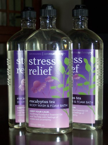 Lot of 3 Bath & Body Works Aromatherapy Stress Relief Eucalyptus Tea Body Wash & Foam Bath (Eucalyptus Tea) by Bath & Body Works