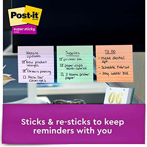 Post-it Super Sticky Pop-up Notes, 4 in x 4 in, Mulberry, Lined, 5 Pads/Pack