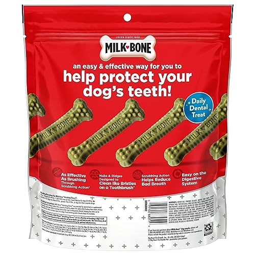 Milk-Bone Fresh Breath Cepillado Mastica golosinas dentales diarias para perros, reduce la acumulación de sarro, mantiene las encías saludables
