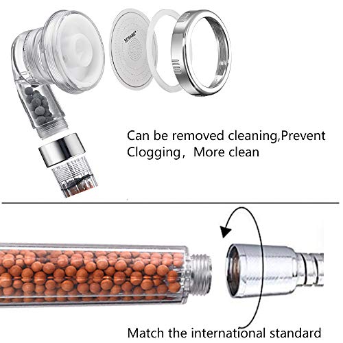(Clear) - Shower Head, Ionic Filter Filtration High Pressure Water Saving 3 Mode Function Spray Handheld Showerheads for Dry Skin & Hair by Nosame