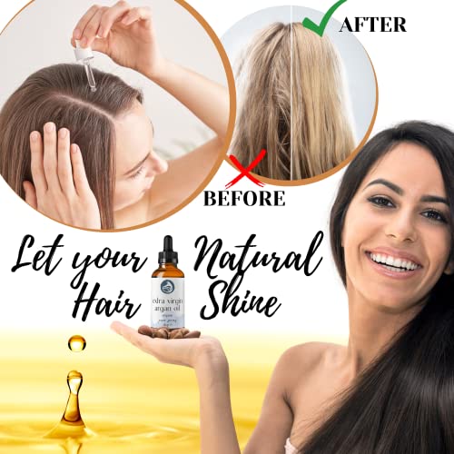 BEST ORGANIC Argan Oil for Hair, Face, Skin and Nails - 100% Pure Certified Organic Argan Oil - GUARANTEED to Provide Beautifully Healthy, Nutrient-Rich Moisture... Known as Liquid Gold for the HUGE list of Uses & Benefits - Anti Aging, Vitamin E - Cold P