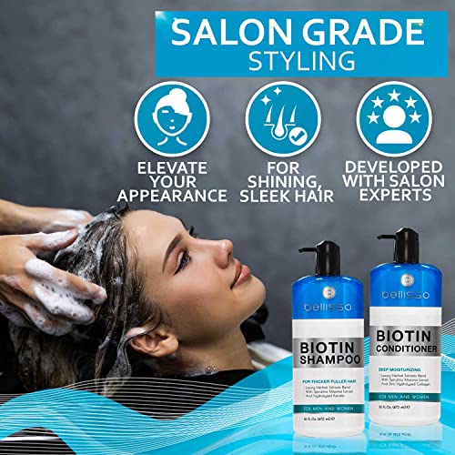 Juego de champu y acondicionador de biotina para el crecimiento del cabello Tratamiento de champu para perdida de cabello grueso Champu y acondicionador para cabello seco normal graso y tratado de color