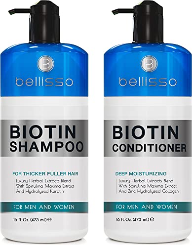 Juego de champu y acondicionador de biotina para el crecimiento del cabello Tratamiento de champu para perdida de cabello grueso Champu y acondicionador para cabello seco normal graso y tratado de color