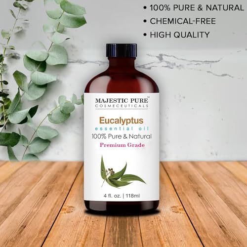 Majestic Pure Aceite esencial de eucalipto, puro y natural con grado terapéutico, aceite de eucalipto de calidad prémium