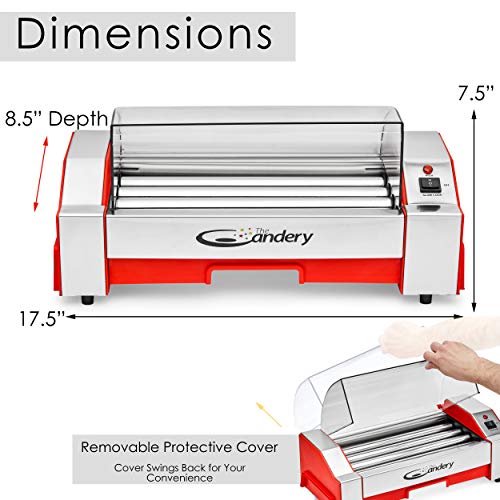 The Candery - Rodillo eléctrico para perros calientes, máquina para cocinar salchichas - 6 capacidad para perros calientes, máquina para perros calientes para niños y adultos
