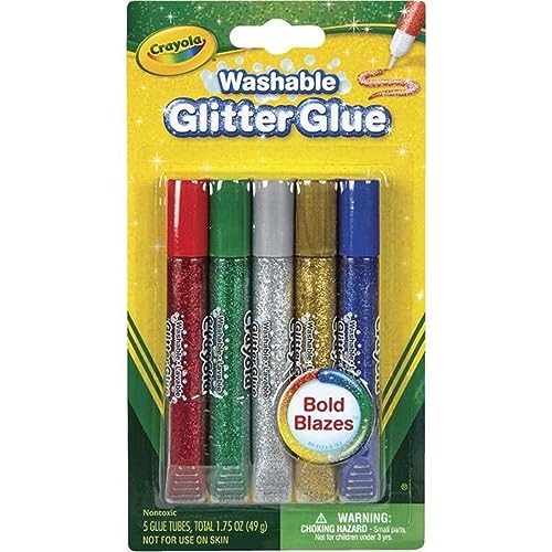 Crayola Pegamento de purpurina lavable, colores llamativos, 5 unidades, 1.7 onzas