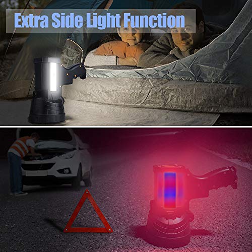 YIERBLUE Foco recargable, superbrillante, 6000 lúmenes, linterna LED de mano, foco de 10000 mAh, larga duración, linterna de búsqueda y linterna de camping