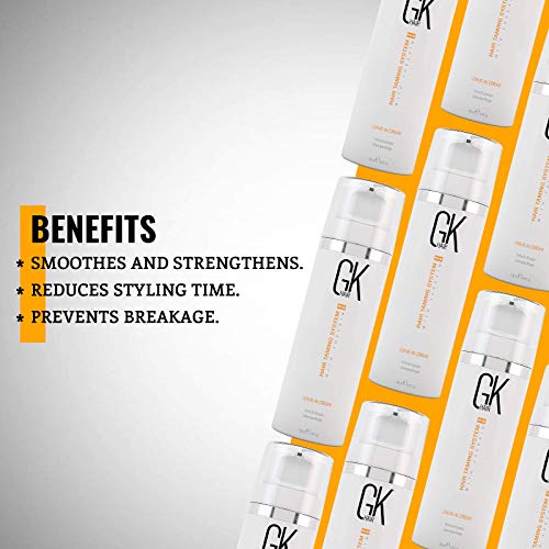 GK HAIR Global Keratin Leave In Conditioner Cream (4.4 Fl Oz/130ml) Acondicionador Desenredante Hidratante Suavizante Hidratante y Control de Frizz Para Cabello Seco Dañado Protección Antes de Nadar - Todo Tipo de Cabello