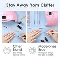 Modelones Juego de brochas para decoración de uñas, esmalte de gel, diseño de uñas, bolígrafo con limpiador de brochas y acondicionador para líneas largas, detalles, diseños de arte de uñas, mango de forma hexagonal, tamaños 5/7/9/11/20 mm