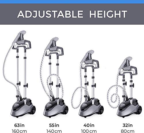 pursteam Full Size Garment Tela Steamer profesional heavy duty líder de la Industria 2.5 Litro (85 fl. oz.) tanque de agua de la Producción más de 60 min de vapor continuo con 4 Nivel vapor ajuste