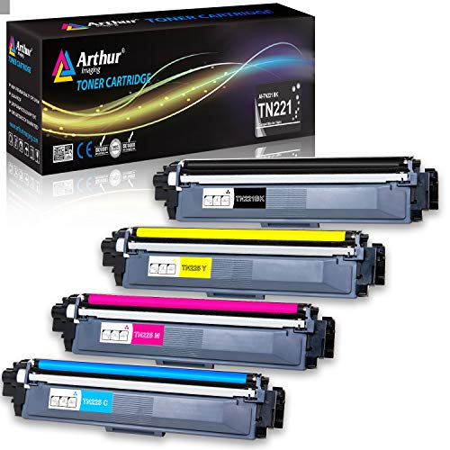 Arthur Imaging Cartucho de tóner de Repuesto Compatible para Brother TN221 (Negro, Cian, Magenta, Amarillo, 4-Pack)