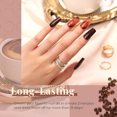 Beetles Gel Polish - Kit de esmalte de uñas en gel Beetles con luz UV, kit de inicio, colección Coffee Cafe, marrón neutro, beige, color malva, esmalte en gel, lámpara de uñas LED UV, base, capa superior de gel, bricolaje, regalo de manicura para el hogar
