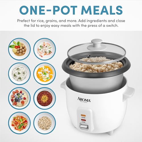 Aroma 6-Cup Pot-Style Rice Cooker, White