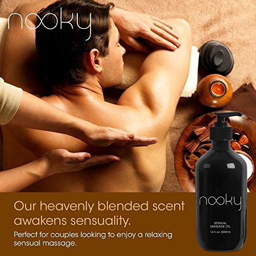 Nooky Massage Oil with 100% Premium Natural Ingredients. Relaxing Essential and Sweet Almond Oils for Massaging 16oz