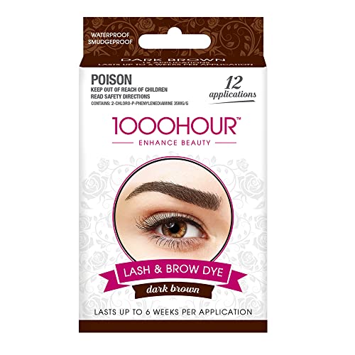 1000 Hour Eyelash & Brow Dye/Tint Kit Permanent Mascara (Dark Brown) by 1000Hour