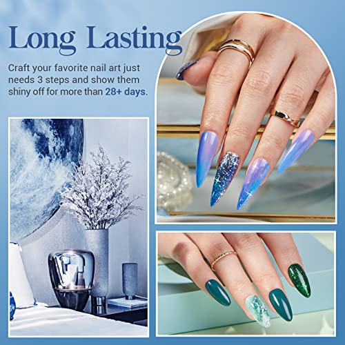 Azurebeauty - Kit de 20 colores para principiantes de uñas en polvo, 29 piezas de la serie de sirenas con purpurina rosa y 4 juegos de líquidos con capa superior/base para manicura francesa para principiantes, salón de bricolaje
