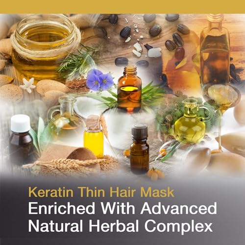 Vitamins Tratamiento para Cabello Maltratado y Seco con Keratina - Mascarilla Hidratante para Cabello Fino con Aceite de Argán, Aceite de Coco y Aceite de Ricino - Voluminizador Anti Frizz
