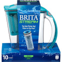 Brita 10 Cup Stream Filtro como usted Vierta Agua Jarra con 1 filtro, rápidos, sin BPA, carbono Gray