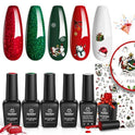 Beetles - Juego de 20 esmaltes de uñas de gel para otoño e invierno, color rojo, naranja y amarillo