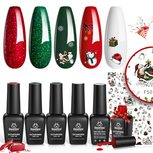 Beetles - Juego de 20 esmaltes de uñas de gel para otoño e invierno, color rojo, naranja y amarillo