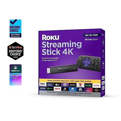 Roku Streaming Stick 4K 2021 | Streaming Device 4K/HDR/Dolby Vision with Roku Voice Remote and TV Controls