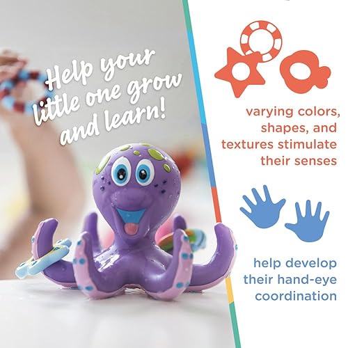Nuby Flotante Pulpo Púrpura con 3 anillos Hoopla Interactivo Juguete de baño