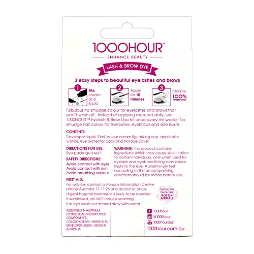 1000 Hour Eyelash & Brow Dye/Tint Kit Permanent Mascara (Blue-Black) by 1000Hour