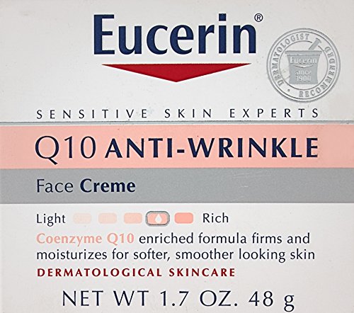 Eucerin Sensitive Skin Experts Q10 Crema facial antiarrugas 1.70 oz, Paquete de 3