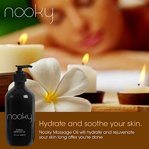 Nooky Massage Oil with 100% Premium Natural Ingredients. Relaxing Essential and Sweet Almond Oils for Massaging 16oz