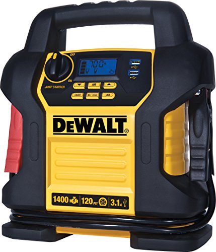 DEWALT DXAEJ14 - Arrancador Digital portátil para estación de alimentación: 1400 pico/700 amperios instantáneos, compresor de Aire Digital de 120 PSI, Puertos USB de 3.1 A, Abrazaderas de batería