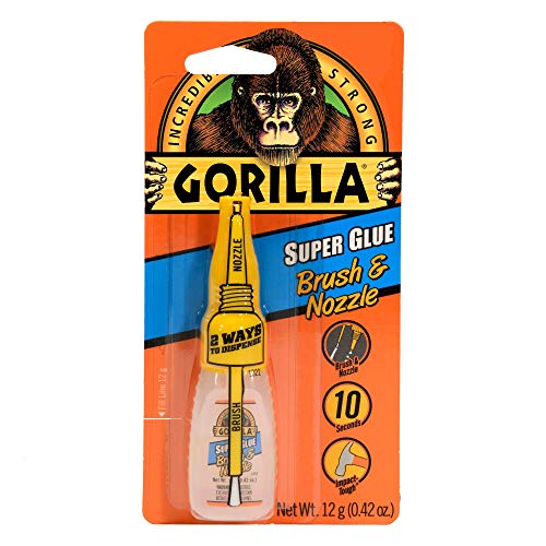 Gorilla Super pegamento con cepillo y aplicador de boquilla