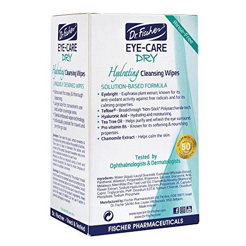 Dr. Fischer Daily hygienic & hydrating eyelid wipes- Complementary aid for dry eye syndrome & cleanse the eye area of ocular secretions. Moisture enriched to effectively clean & moisturize (30 Wipes)