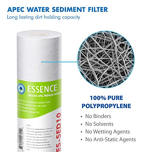 APEC Water Systems FILTER-SET-ESPH Juego de filtros de repuesto de alta capacidad para la serie Essence Sistema de filtro de agua de ósmosis inversa alcalina Etapa 1-3 y 6