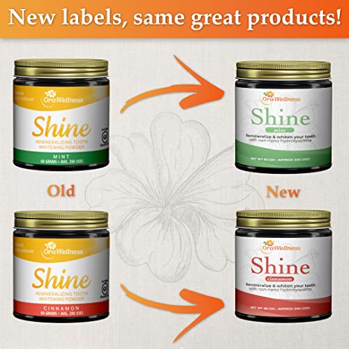 OraWellness Shine Remineralizing Natural Teeth Whitening Powder, Tooth Stain Remover and Polisher With Kaolin Clay Powder, Cinnamon