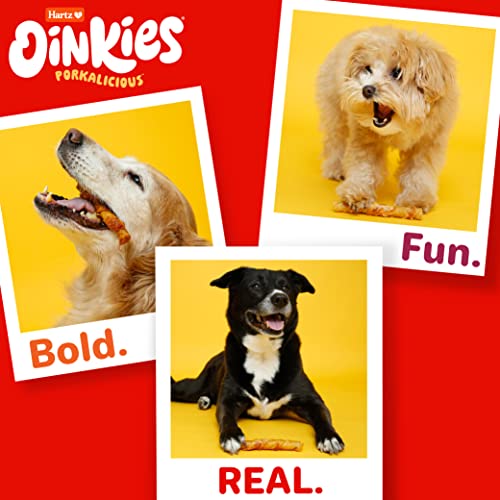 Hartz Oinkies Smoked Pig Skin Bacon Flavored Wrap Dog Treat Chews - 8 Pack