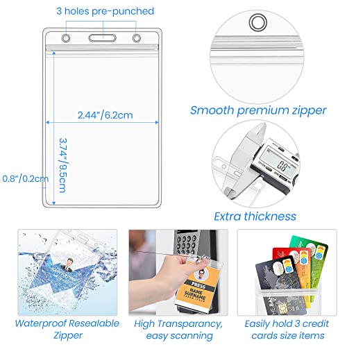 OK05 - Soporte para tarjetas de identificación (PVC, resistente al agua, cierre resellable)