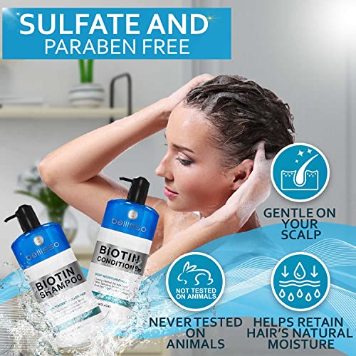 Juego de champu y acondicionador de biotina para el crecimiento del cabello Tratamiento de champu para perdida de cabello grueso Champu y acondicionador para cabello seco normal graso y tratado de color
