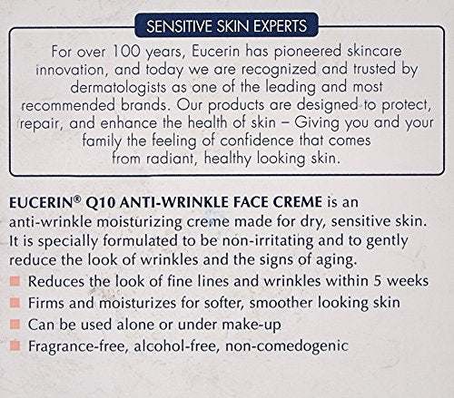 Eucerin Sensitive Skin Experts Q10 Crema facial antiarrugas 1.70 oz, Paquete de 3