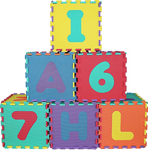 Click N' Play, alfombra de juego de rompecabezas de espuma de alfabeto y números, 36 azulejos (cada baldosa mide 12 x 12 pulgadas para una cobertura total de 36 pies cuadrados)