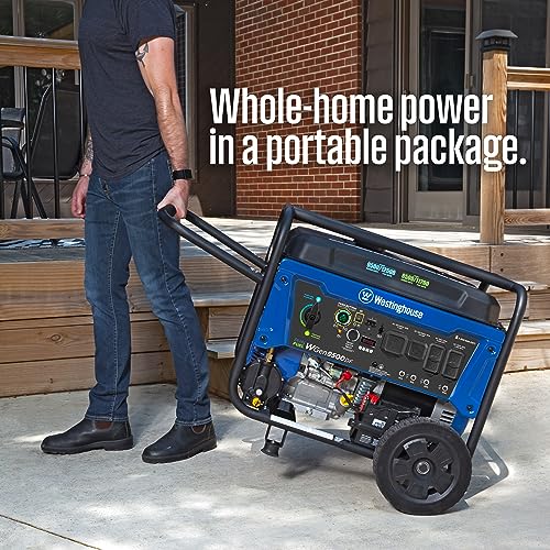 Westinghouse Generador portátil de Reserva de Combustible Dual de 12500 W, Arranque eléctrico Remoto, Interruptor de Transferencia, Alimentado por Gas y propano, Compatible con Carb