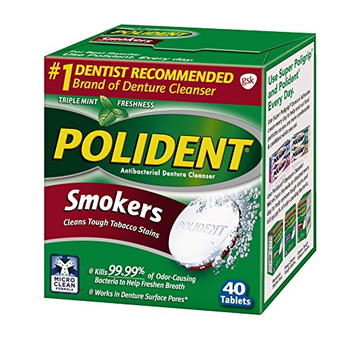 Polident Smokers Antibacterial Denture Cleanser Efervescente Tabletas, 120 unidades