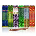 Seis aromas de incienso con quemador última intervensión, cada uno de sangre de dragón, incienso y mirra, pachulí, lavanda preciosa, primera lluvia y salvia blanca