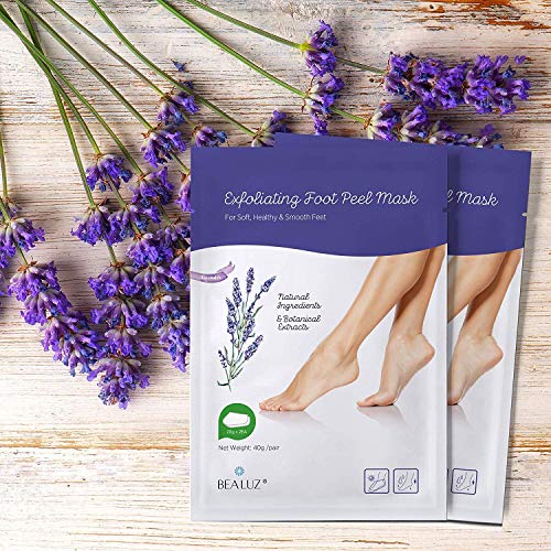 2 Pairs Foot Peel Mask Exfoliant for Soft Feet in 1-2 Weeks, Exfoliating Booties for Peeling Off Calluses & Dead Skin, For Men & Women Lavender by Bea Luz